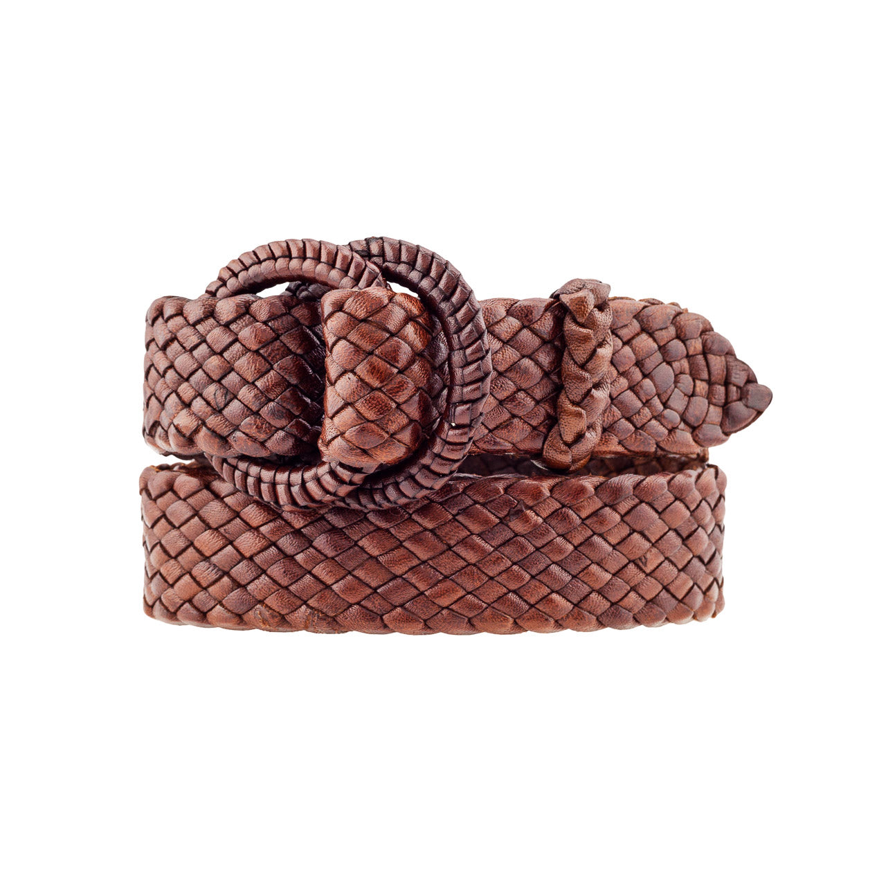 Saddler- Kangaroo Plaited Ladies Leather Ring Belt - 32mm (1 17/64") Wide