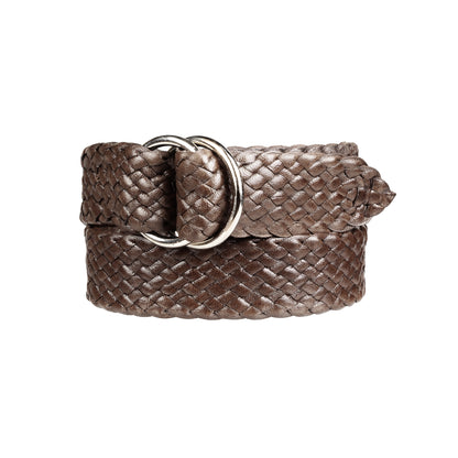 Premium Men's Leather Belt: Handcrafted in Australia from Full Grain Leather with ring buckle on white background.