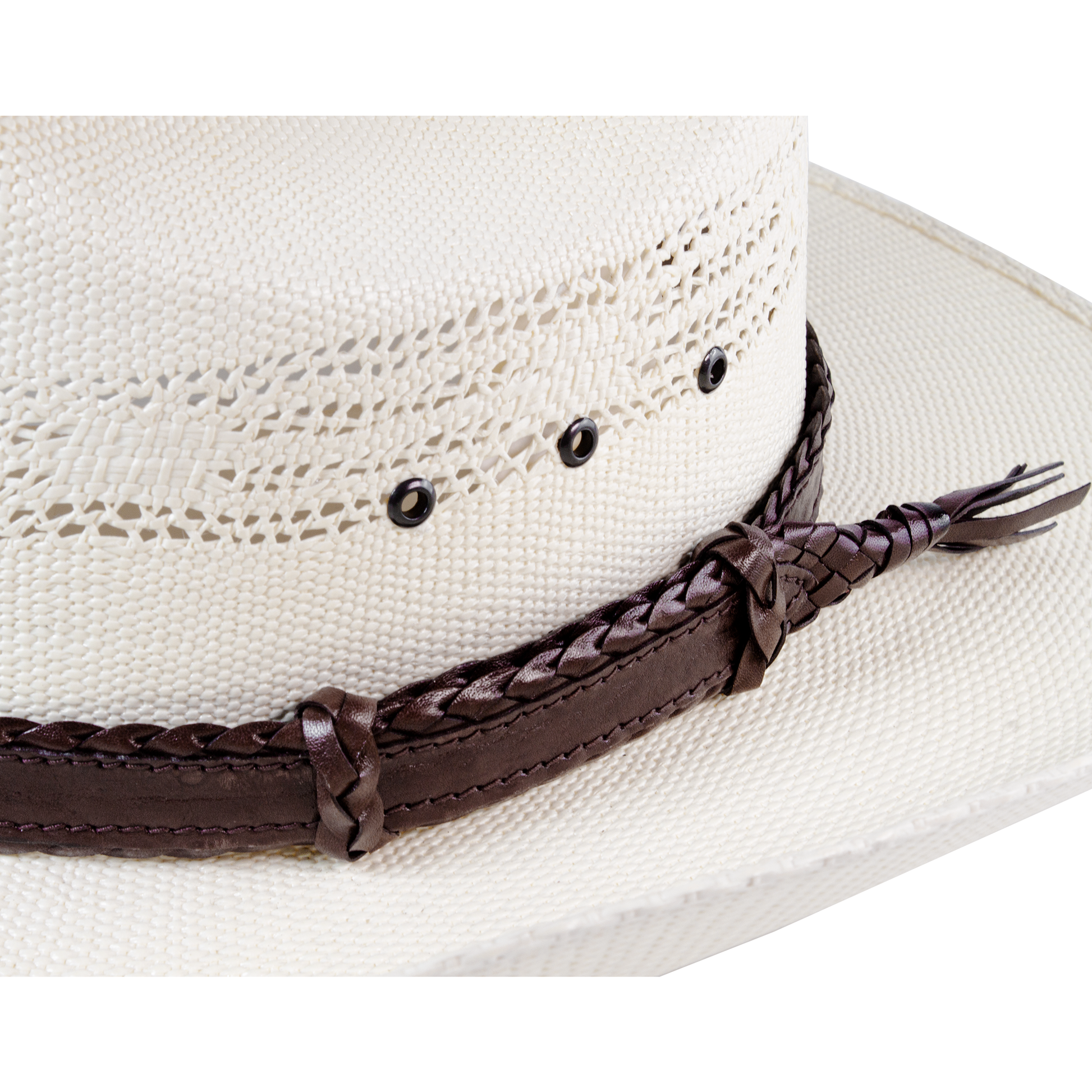  6 strands of Genuine Australian Kangaroo Leather Plaited and Flat Stitch Combination Design Hand Crafted in Brisbane, Australia Available in Tan Fully Adjustable sliders, One Size Fits All! Fully Utilises traditional Australian plaiting techniqu
