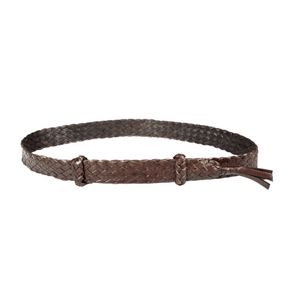 8 Strands Genuine Australian Kangaroo Leather Hat band. Choc colour on white background.