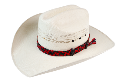 Sydney - Kangaroo Leather Hat Band - 8 Plait Flat Leather Red/Black