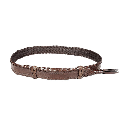  6 strands of Genuine Australian Kangaroo Leather Plaited and Flat Stitch Combination Design Hand Crafted in Brisbane, Australia Available in Tan Fully Adjustable sliders, One Size Fits All! Fully Utilises traditional Australian plaiting techniqu
