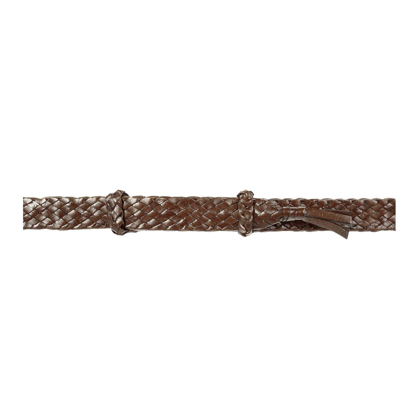 8 Strands Genuine Australian Kangaroo Leather Hat band. Choc colour on white background.