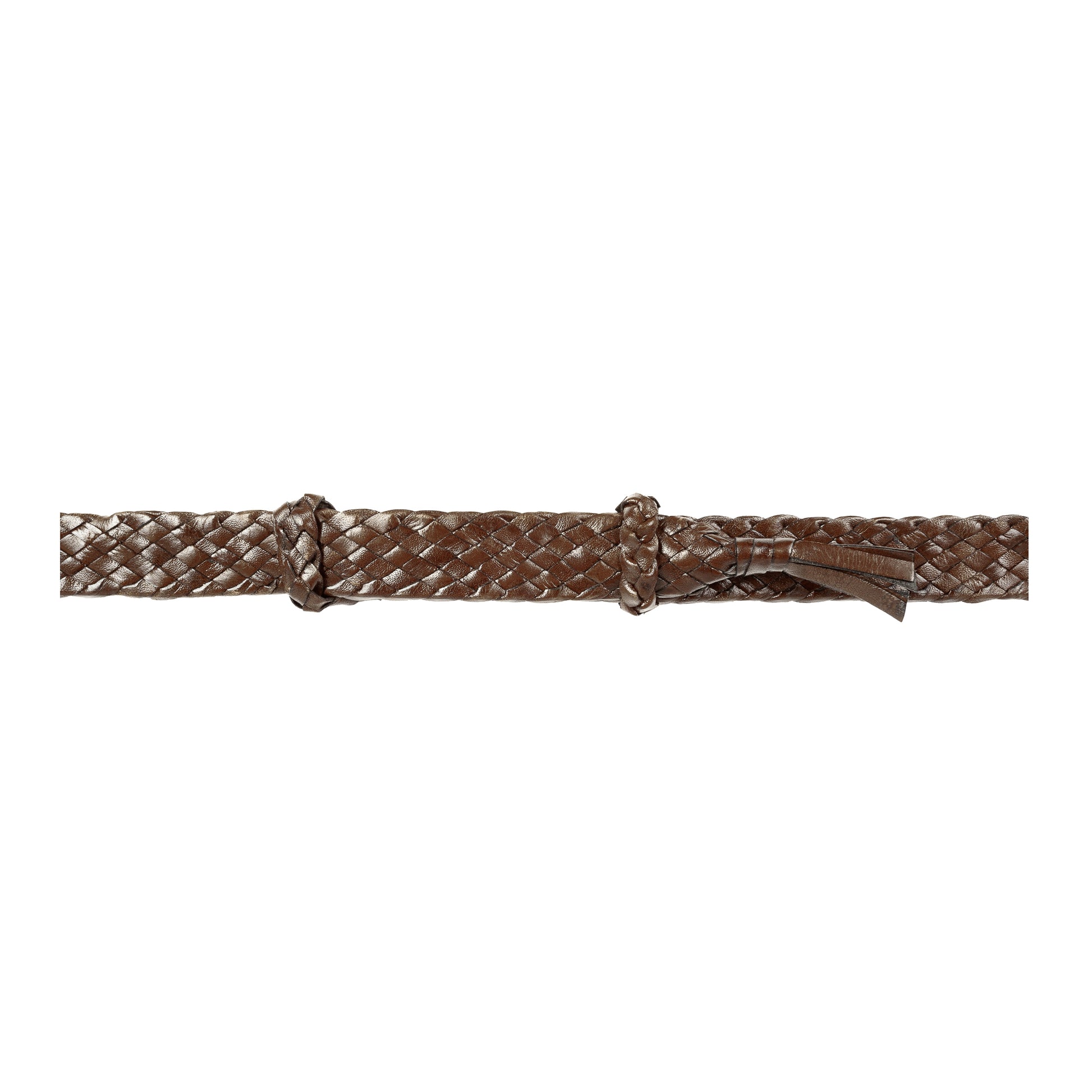 8 Strands Genuine Australian Kangaroo Leather Hat band. Choc colour on white background.
