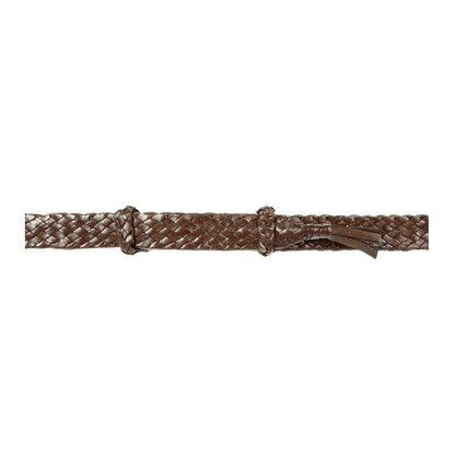 8 Strands Genuine Australian Kangaroo Leather Hat band. Choc colour on white background.