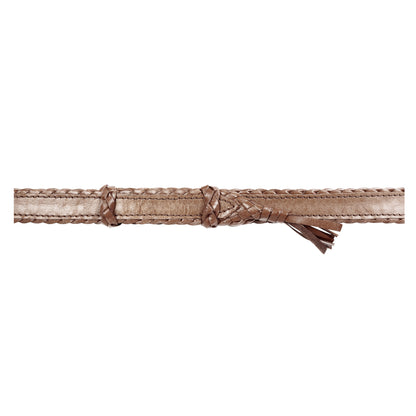  6 strands of Genuine Australian Kangaroo Leather Plaited and Flat Stitch Combination Design Hand Crafted in Brisbane, Australia Available in Tan Fully Adjustable sliders, One Size Fits All! Fully Utilises traditional Australian plaiting techniqu