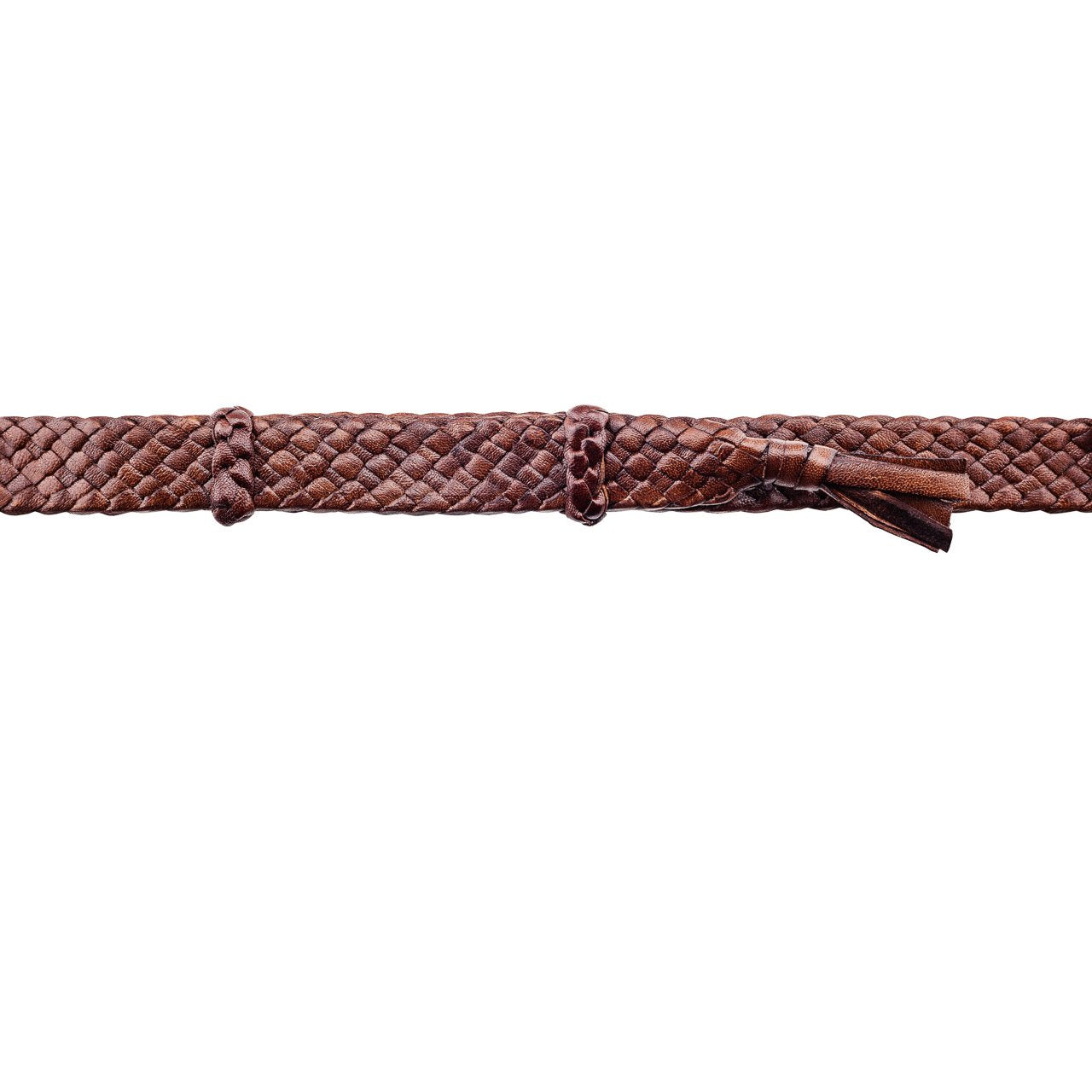 8 Strands Genuine Australian Kangaroo Leather Hat band. Tan colour on white background.