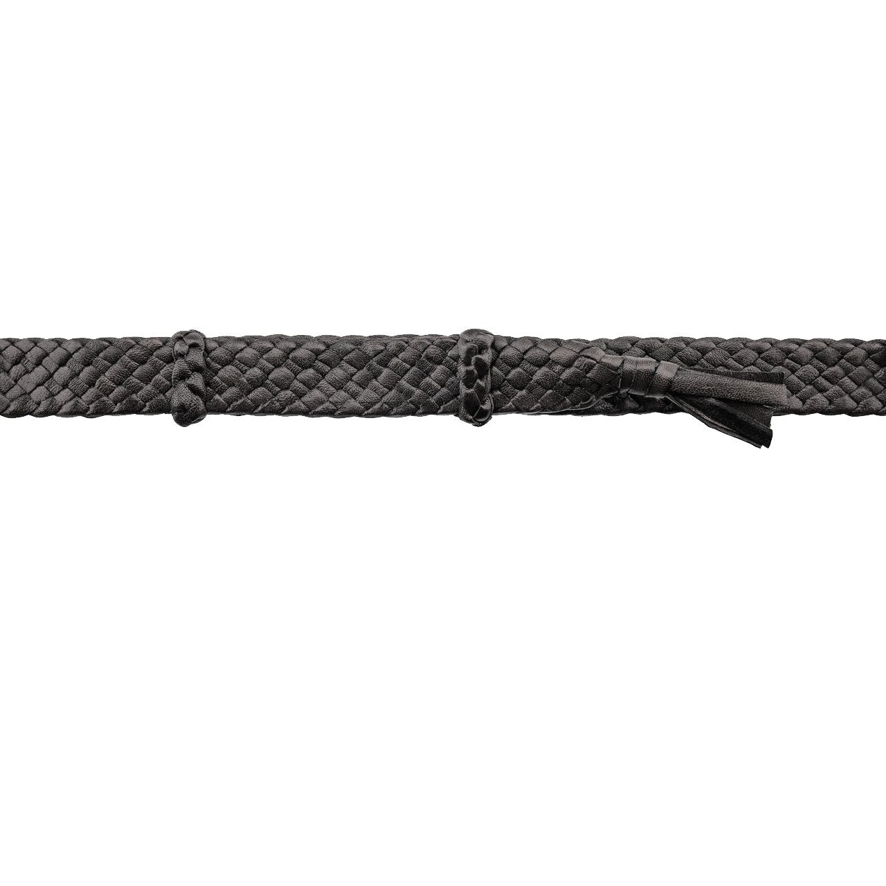 8 Strands Genuine Australian Kangaroo Leather Hat band. Black colour on white background.