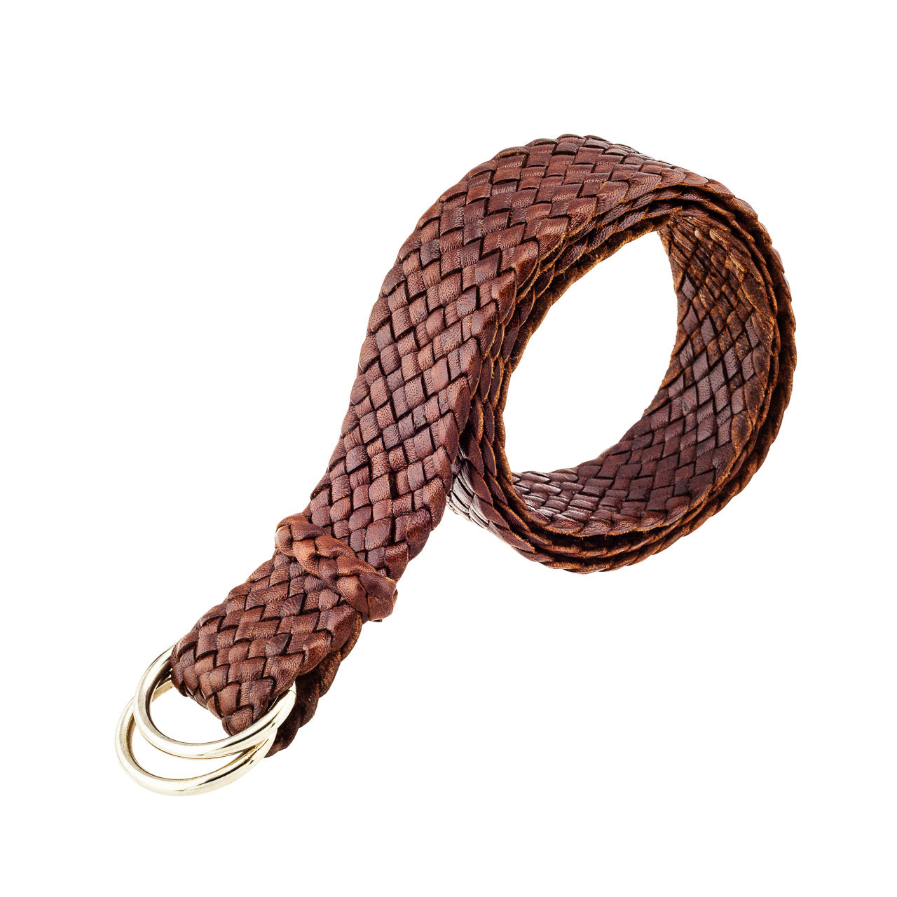 Premium Men's Leather Belt: Handcrafted in Australia from Full Grain Leather with ring buckle on white background.